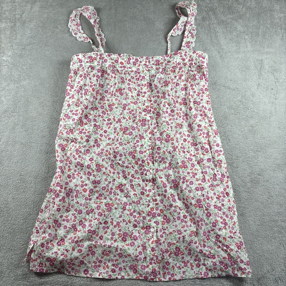 Aqua Sleep Flower Power Cotton Chemise Ivory Ruffle Strap Nightgown XL